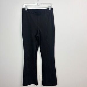 Spanx Smooth Perfect Fit Ponte Flare Pants Faux Suede Black Pants Large TALL